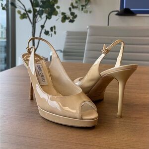 Jimmy Choo Nude Patent Leather Heels